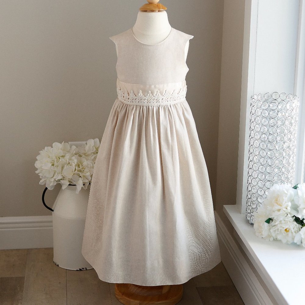Linen Dress Girls Size 5 Bailey Boys Boutique Beach Portrait Special Occasion